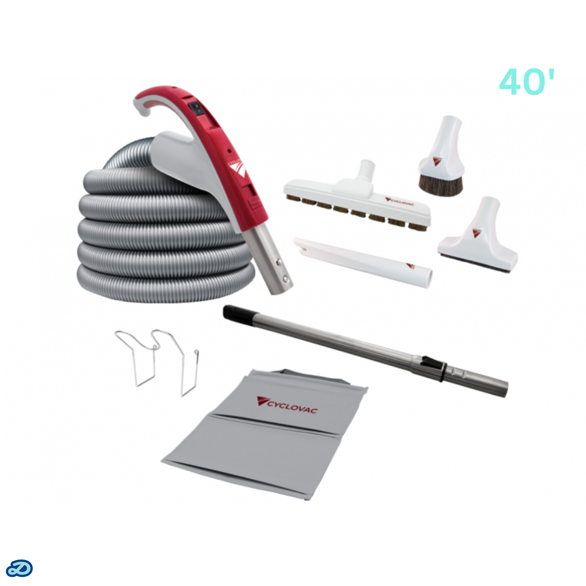 Attachment kit 24V with Exclusive Cyclovac hose and handle - Super Luxe brush (40')