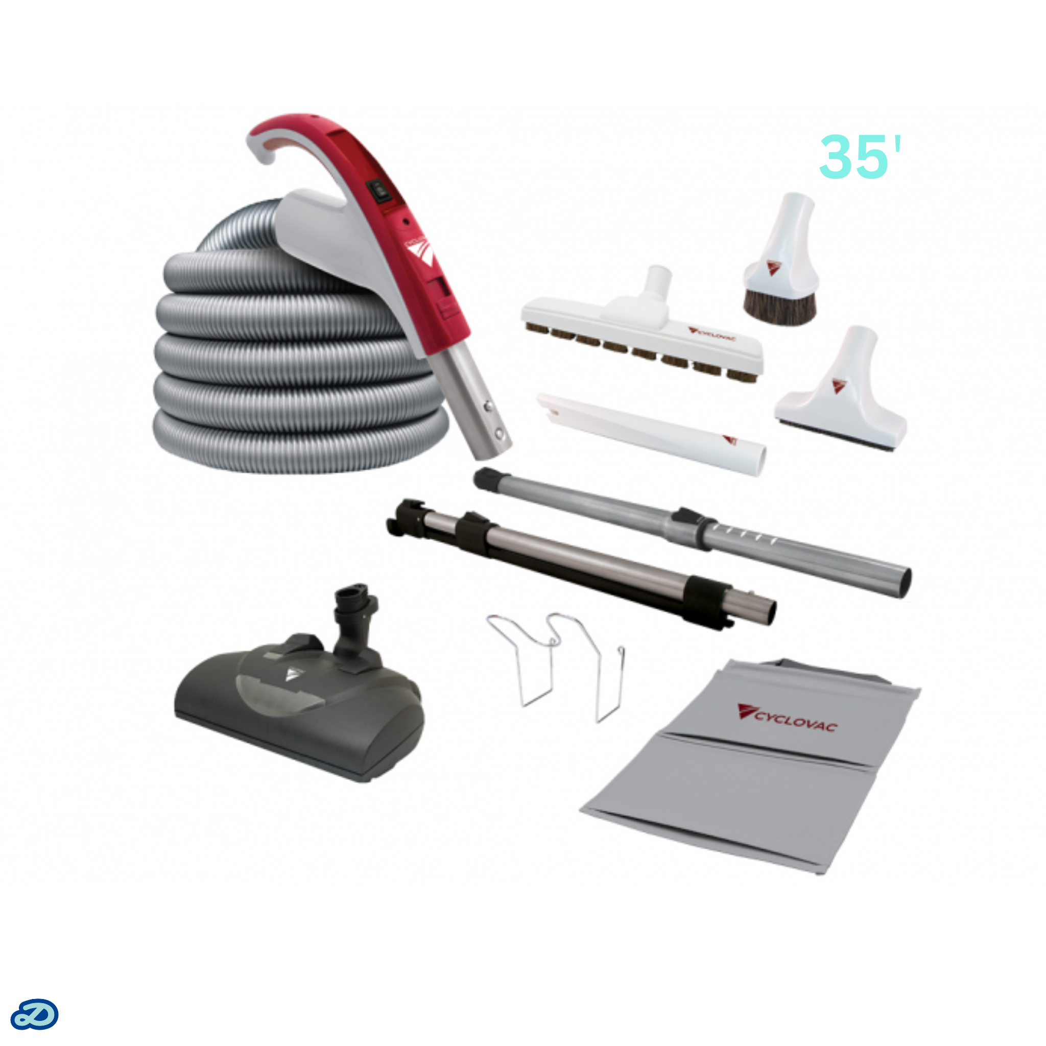 Electric attachment kit 110/24V with Exclusive Cyclovac hose and handle & powerhead (35')