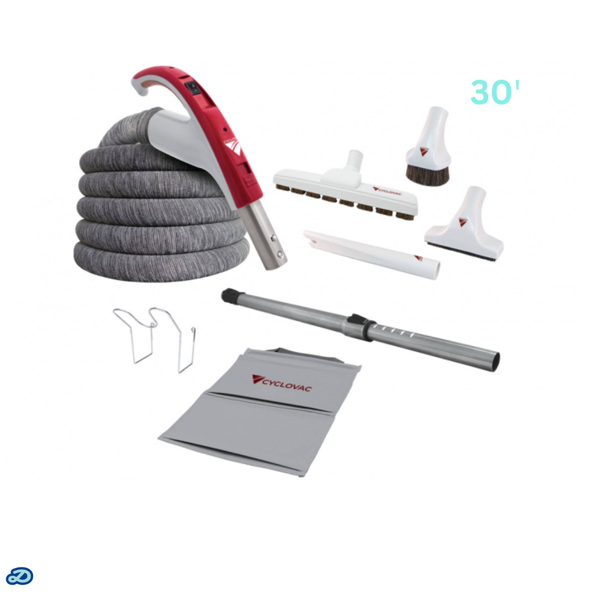 Attachment kit 24V with SoftTouch hose and Exclusive Cyclovac handle (30')