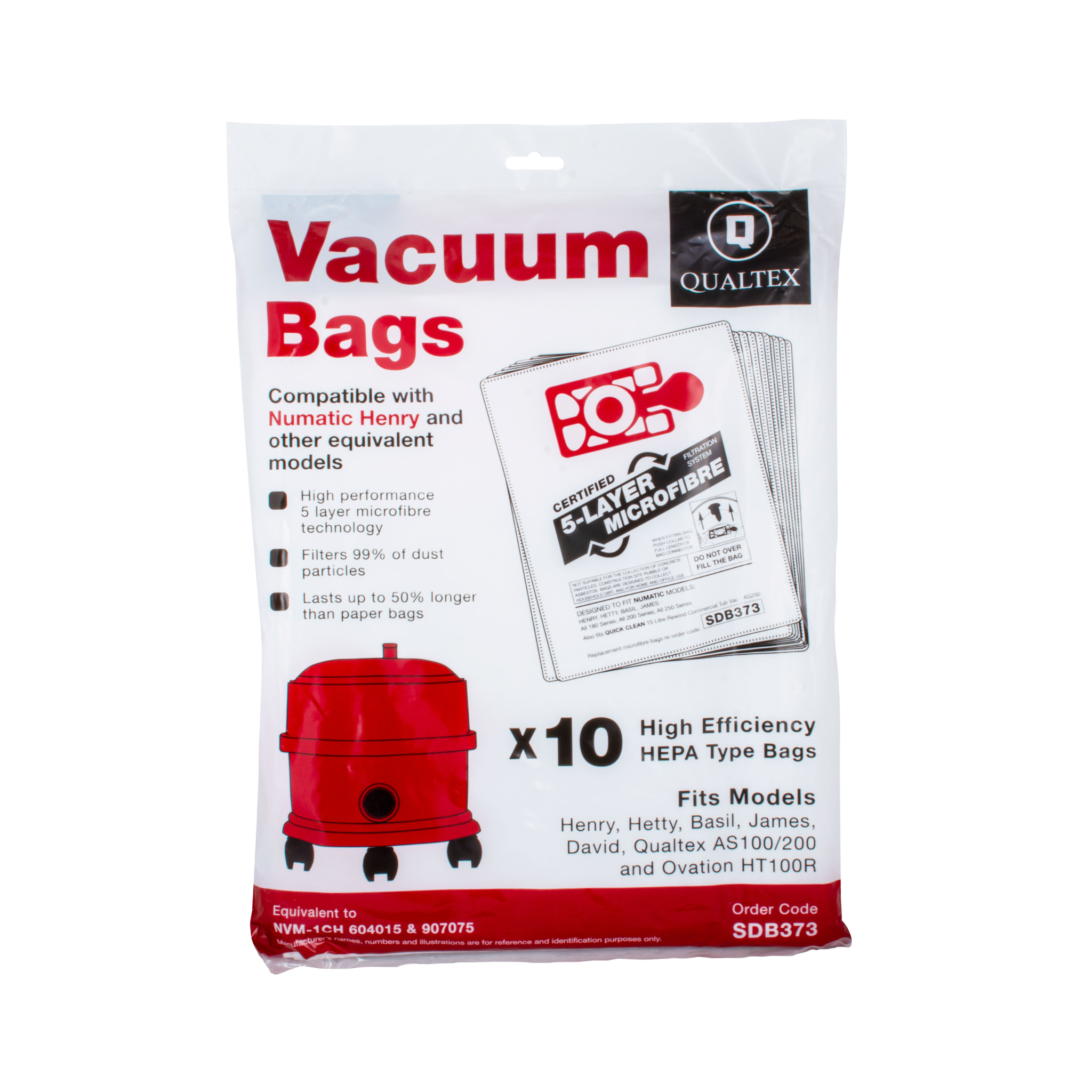 Lot de 10 sacs avec filtration 5 couches pour aspirateur traîneau