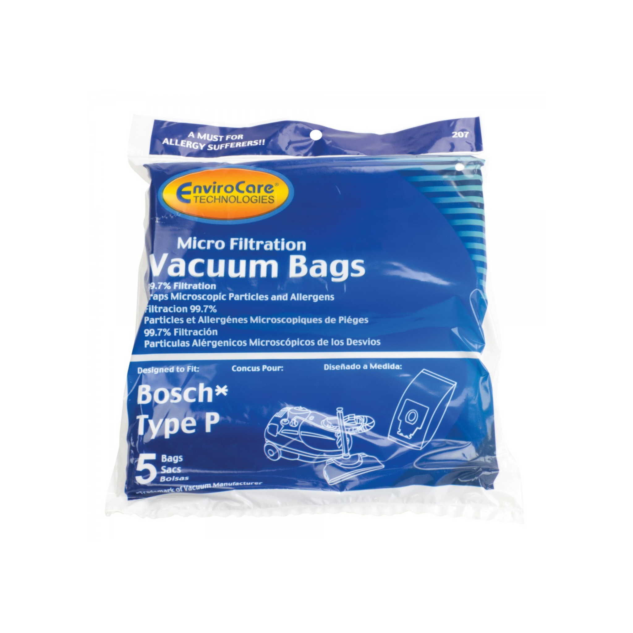Sac microfiltre pour aspirateur Bosch type P