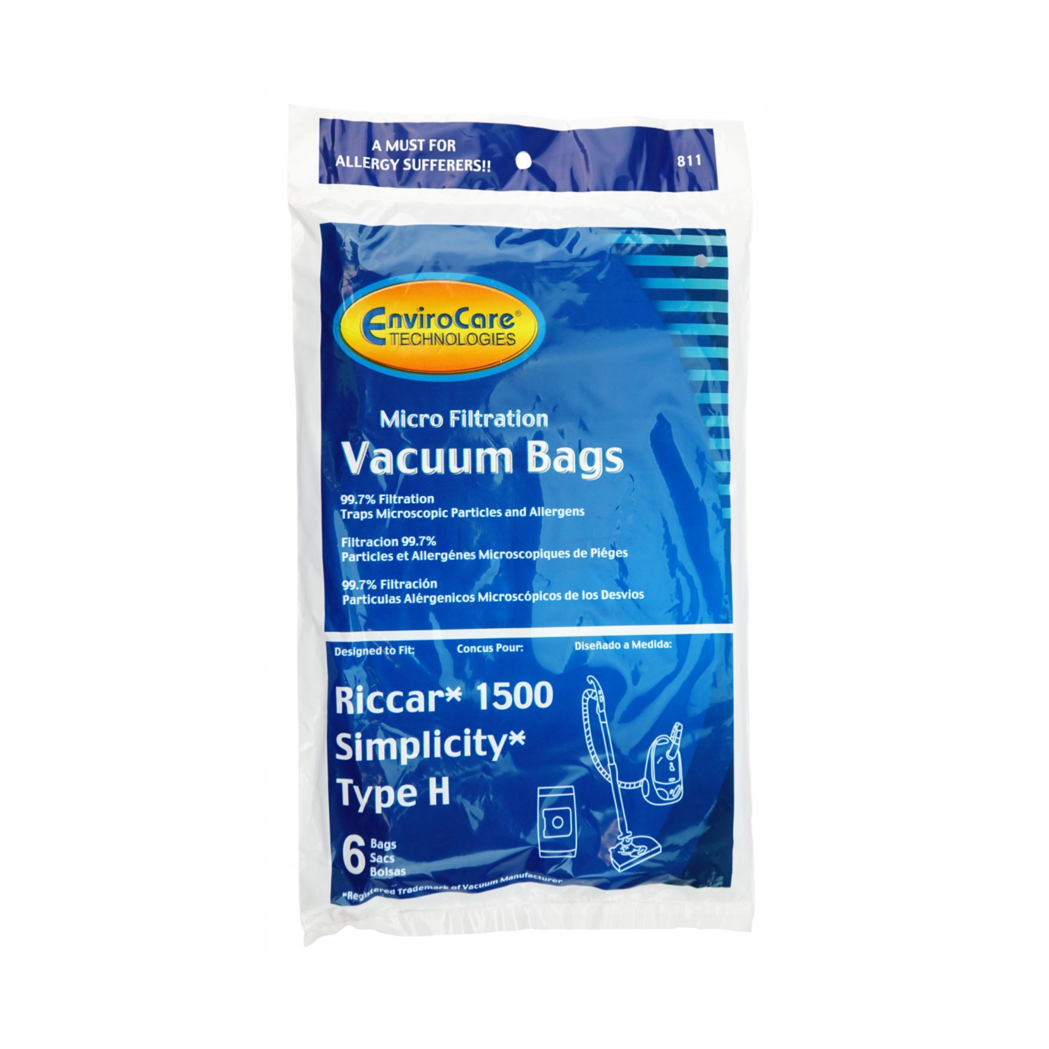 Sac microfiltre pour Riccar 1500 et Simplicity Type H