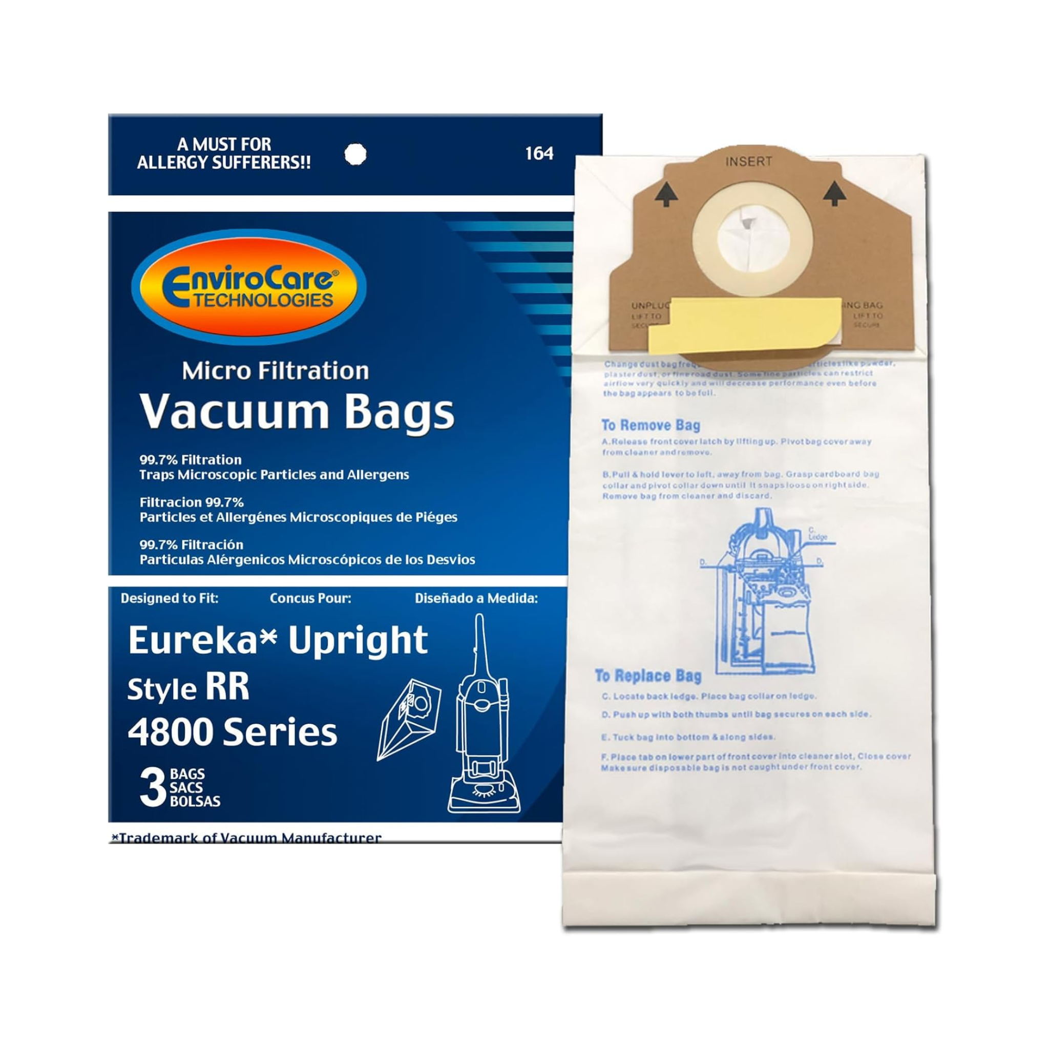 Sacs d'aspirateur Eureka Style RR Microfiltration avec fermeture - Lot de 3