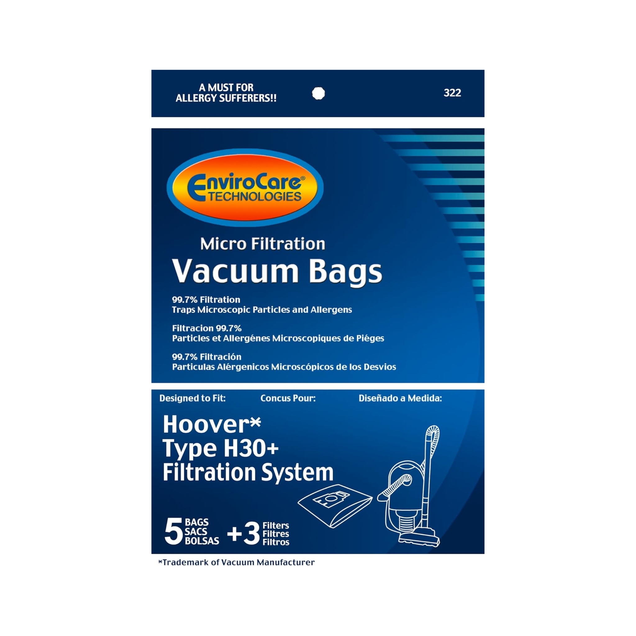 Sacs aspirateur EnviroCare – Microfiltration Hoover Type H30+