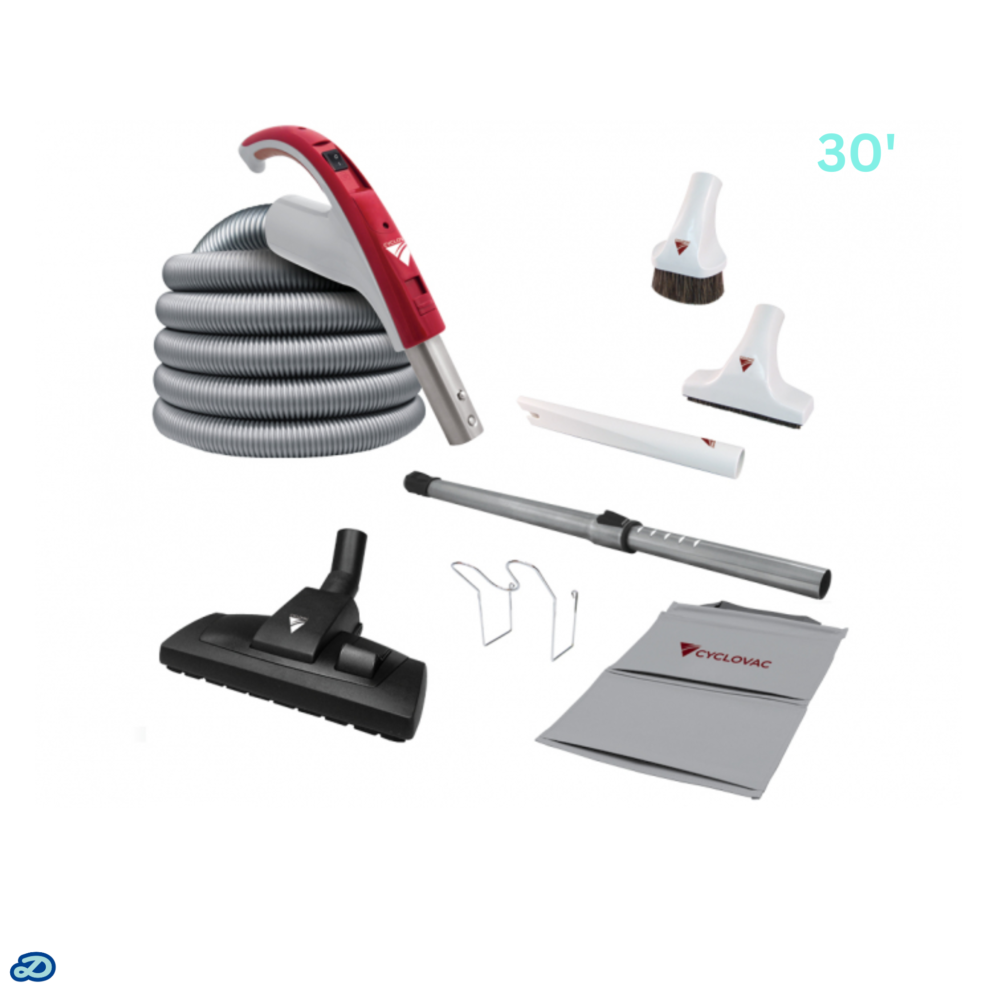 Attachment kit 24V with Europa brush floor and carpet combination (30')