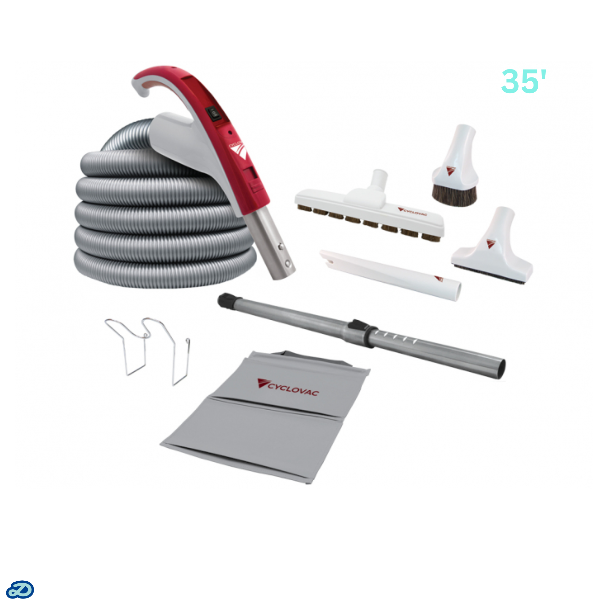 Electric attachment kit 110/24V with Exclusive Cyclovac hose and handle - Super Luxe brush (35')