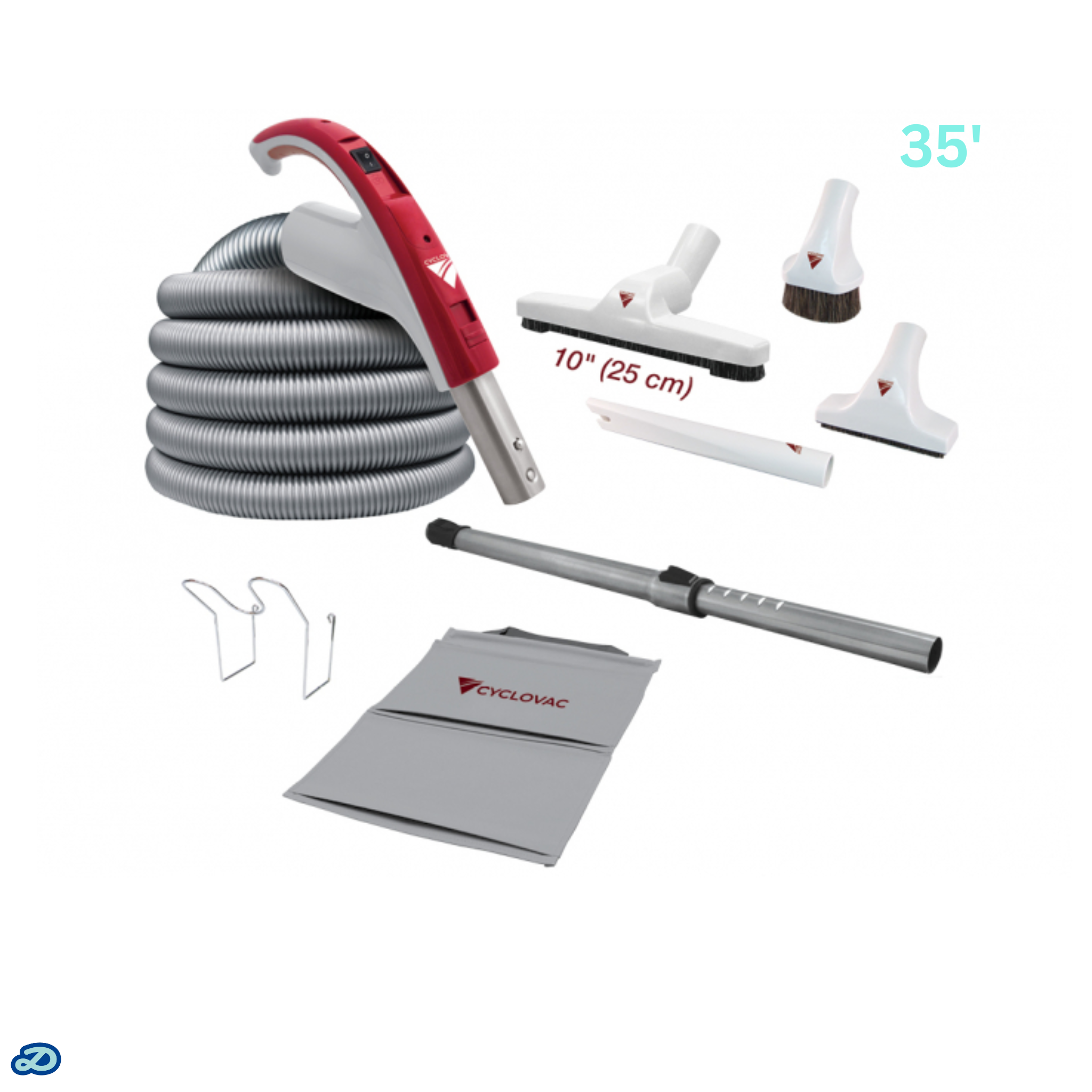 Kit d'accessoires 24 V avec brosse De Luxe 10" (35')
