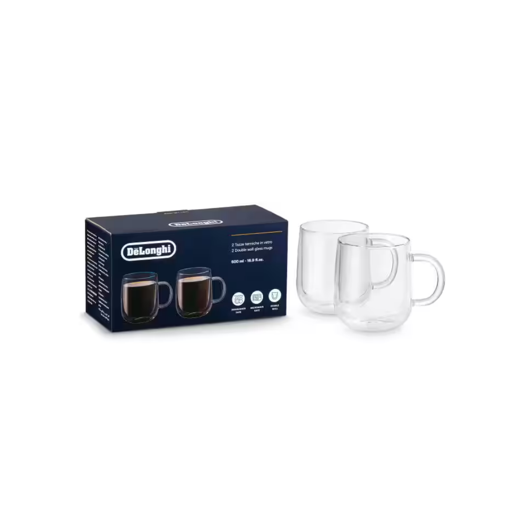 Double Wall Glass Mugs, Set of 2, 16.9oz/500ml