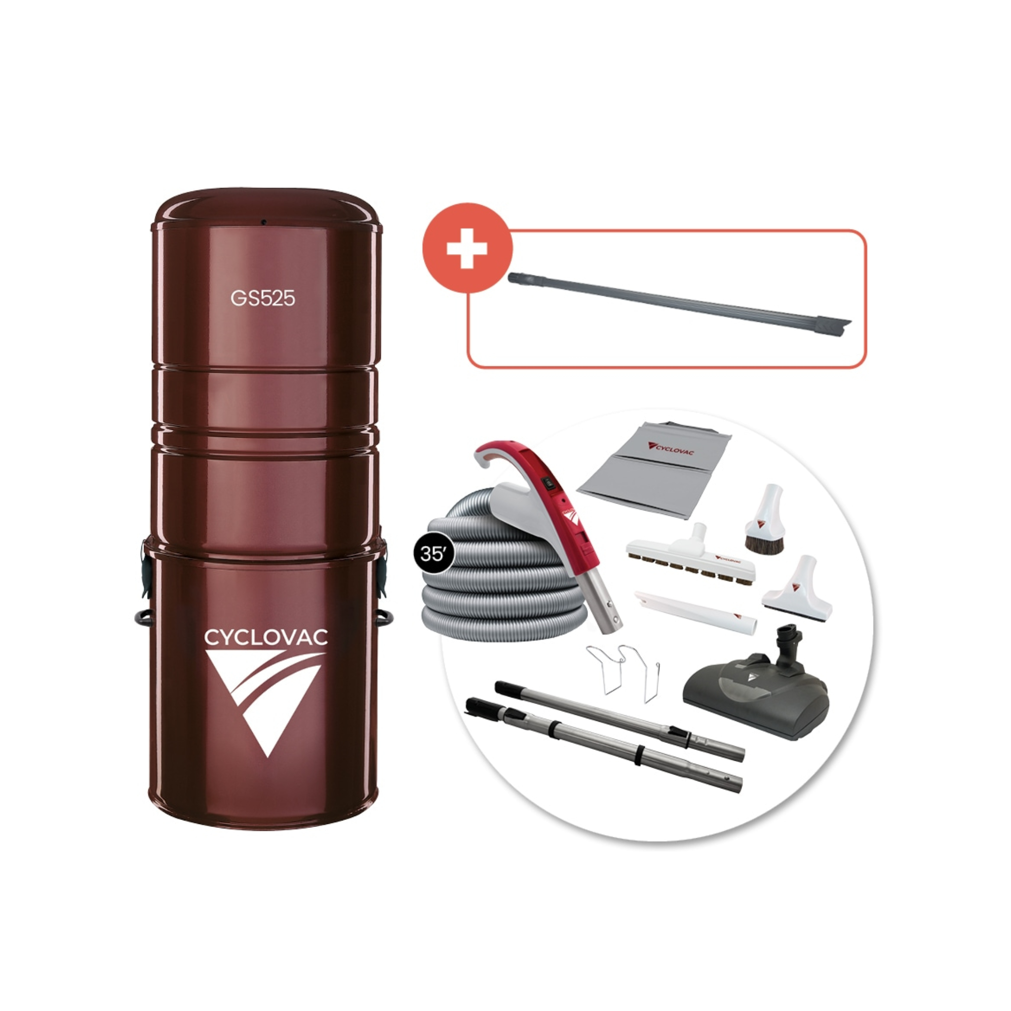Aspirateur centralisé 525 - Avec sac - Kit d'accessoires électriques 110/24V