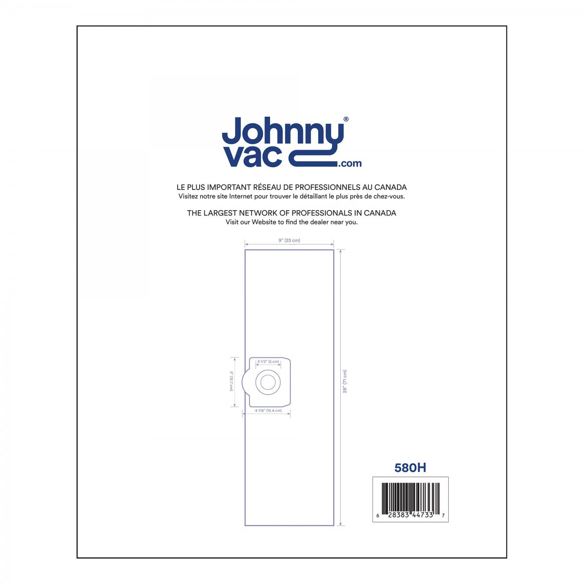 Sacs microfiltres HEPA pour aspirateurs Johnny Vac JV80 et JV115 – Paquet de 5 sacs